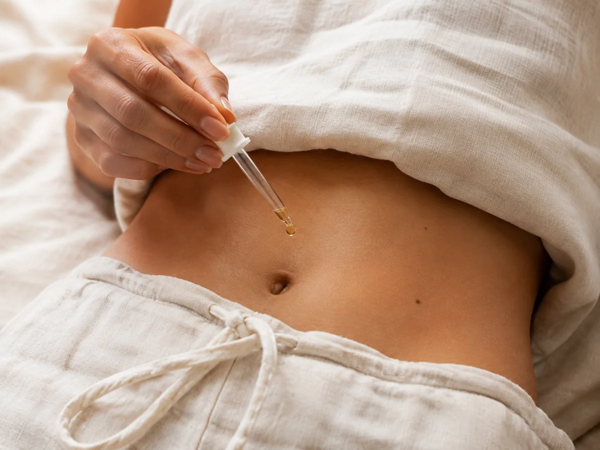 Illustration of a dropper above the navel